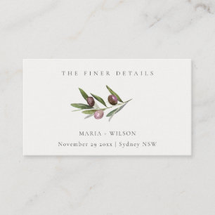 webbplatsen Rustic Minimal Olive Gren Fauna Bröllo Visitkort