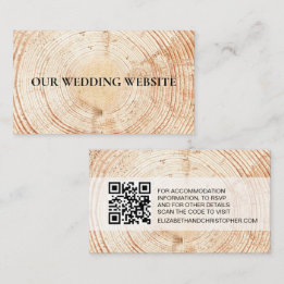 webbplatsen Rustic Wood Grain QR code bröllop Tilläggskort