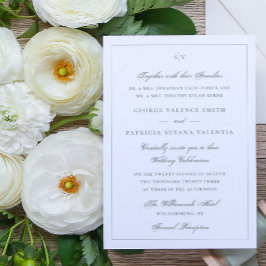 Webbplatsen Sage Grönt Framed Elegant Monogram Brö Inbjudningar