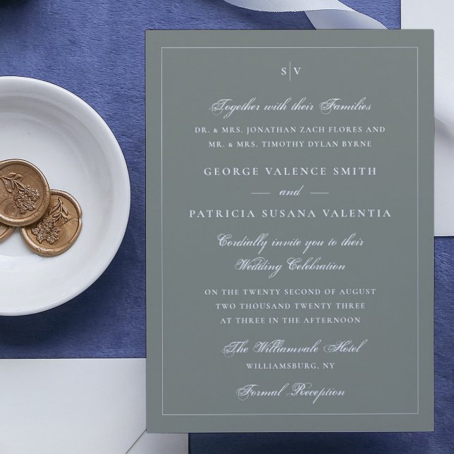 Webbplatsen Sage White Framework Elegant Monogram  Inbjudningar (Skapare uppladdad)