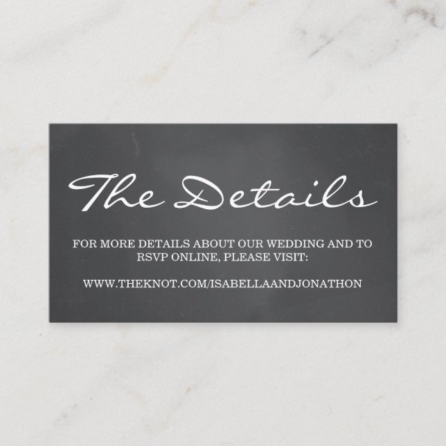 Webbplatshölje för Chalkboard Background Bröllop Tilläggskort (Framsida)