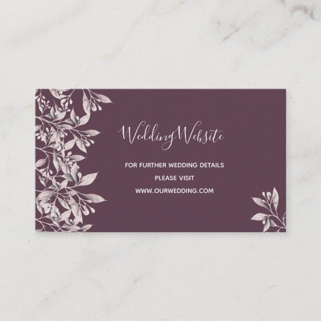 Webbplatskassan för bröllop lila botaniskt tilläggskort (Framsida)