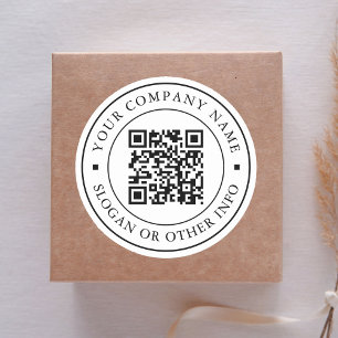 Webbplatslänk QR-kod Minimalt företagsnamn Runt Klistermärke