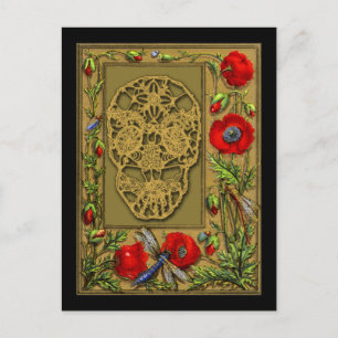 Webed Skull Day of the dead Halloween Gothic Vykort