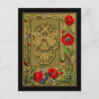 Webed Skull Day of the dead Halloween Gothic Vykort