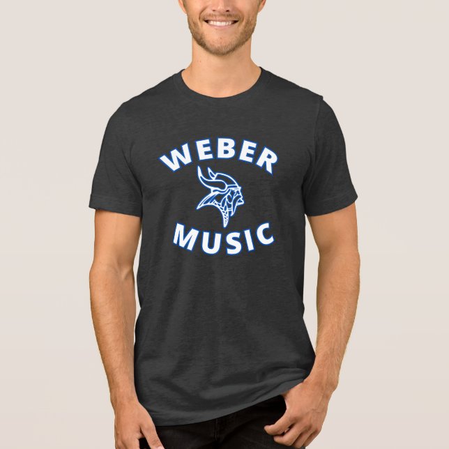 Weber Music (vit brev med blå kontur) T Shirt (Framsida)