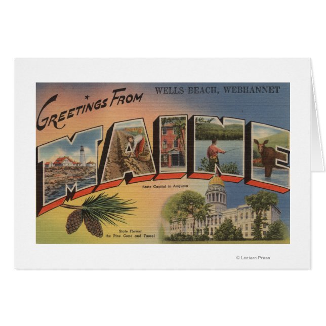 Webhannet, Maine (Wells Beach) Hälsningskort (Framsidan Horizontal)