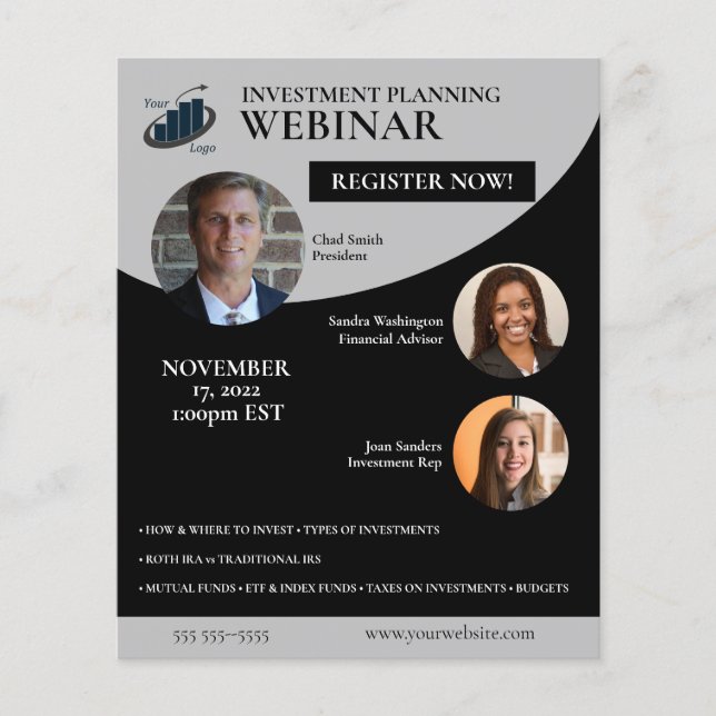 Webinar för investeringsplanering flygblad (Framsidan)