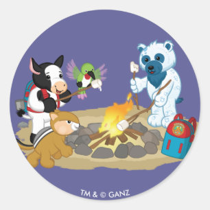 Webkinz   CampfireMarshmallows Runt Klistermärke