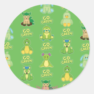 Webkinz går det gröna mönster runt klistermärke