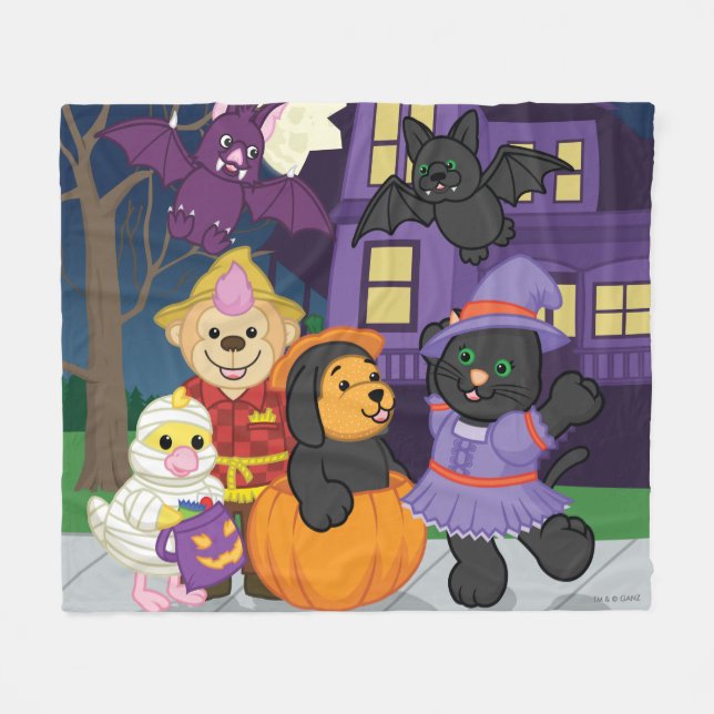 Webkinz Halloween bus eller godis Fleecefilt (Framsidan (Horisontell))