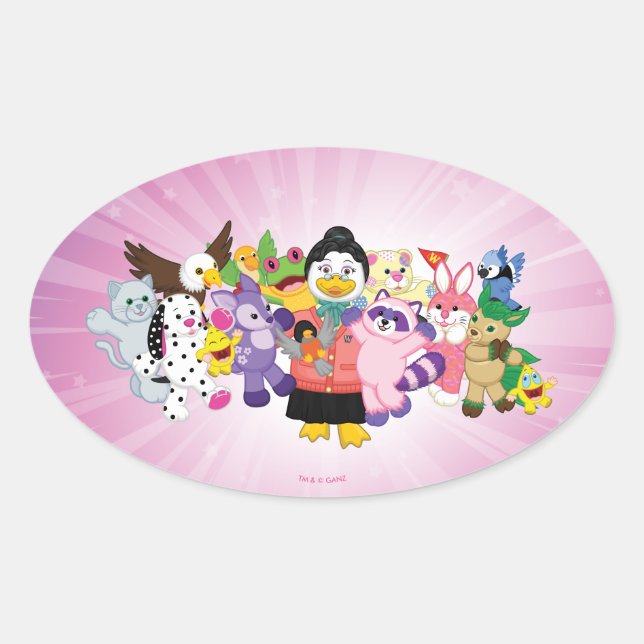 Webkinz Magiska värld Ovalt Klistermärke (Framsida)