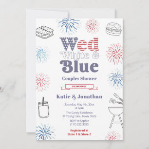 Wed White Blue Patriotic Par Möhippa Inbjudningar
