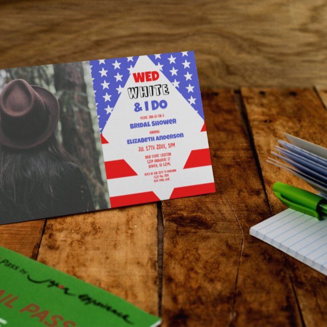 Wed, White & I Do Patriotic Bridal Shower Inbjudningar (Skapare uppladdad)