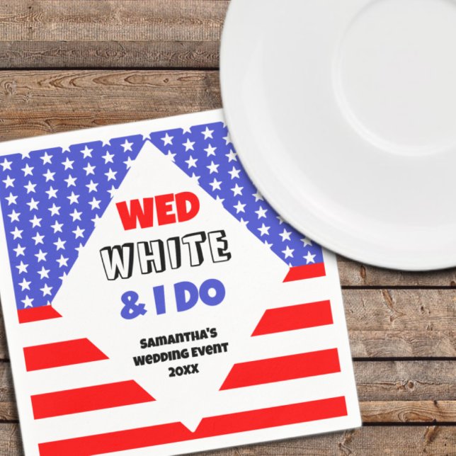 Wed, White & I Do Patriotic Bröllop Pappersservett (Skapare uppladdad)