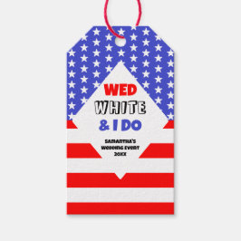 Wed, White & I Do Patriotic Bröllop Presentetikett