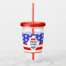 Wed, White & I Do Patriotic Bröllop Take Away Mugg
