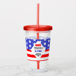 Wed, White & I Do Patriotic Bröllop Take Away Mugg