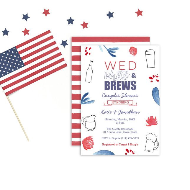 Wed White och Brews American Co- ed Möhippa Inbjudningar (Skapare uppladdad)