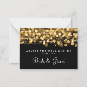 Wedding Advice Card Party Sparkles Gold Rådkort
