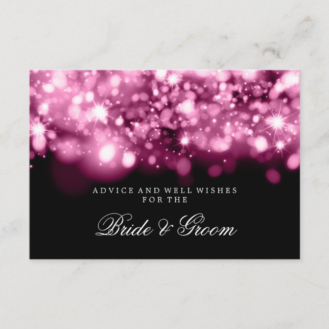 Wedding Advice Card Pink Sparkling Lights Rådkort (Framsida)