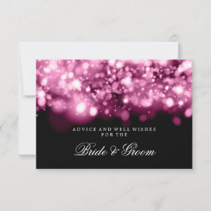 Wedding Advice Card Pink Sparkling Lights Rådkort