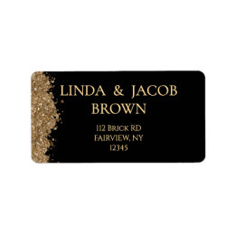 Wedding Anniversary Gold Faux Glitter Address Adressetikett