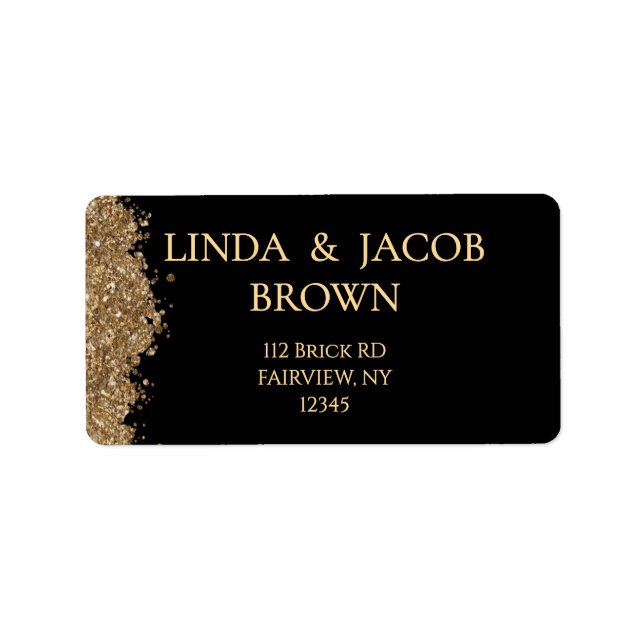 Wedding Anniversary Gold Faux Glitter Address  Adressetikett (Framsidan)