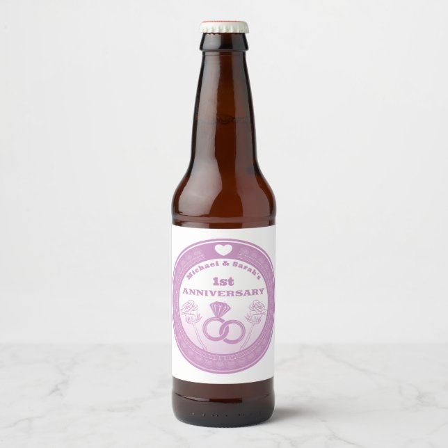 Wedding anniversary Lace look change the year Ölflaska Etikett (Framsida)