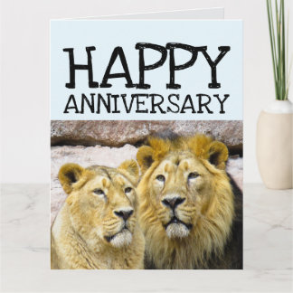 WEDDING ANNIVERSARY LION COUPLE GREETING CARD KORT