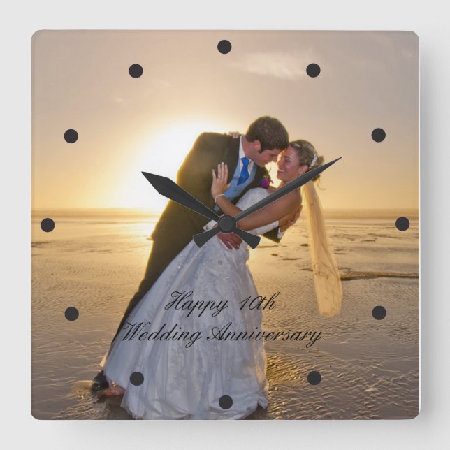 Wedding Anniversary Photo Custom Fyrkantig Klocka (Framsida)