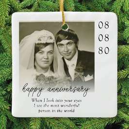 Wedding Anniversary Photo Heartfelt Message Julgransprydnad Keramik