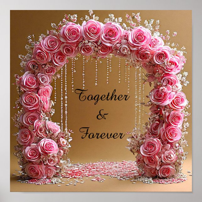 Wedding Arch with Pink Roses Romantic Floral 🌸💍✨ Poster (Framsidan)