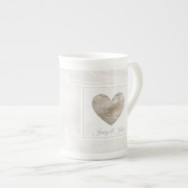 Wedding/årsdagkopp med snörehjärta benporslin mugg