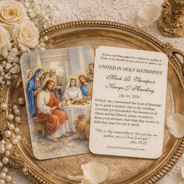 Wedding at Cana Catholic Marriage Blessing Invitat Visitkort (Skapare uppladdad)