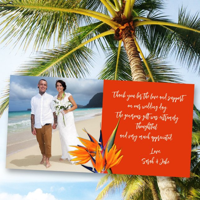 Wedding Bird of Paradise Budget Photo Thank Cards Tack Kort (Skapare uppladdad)