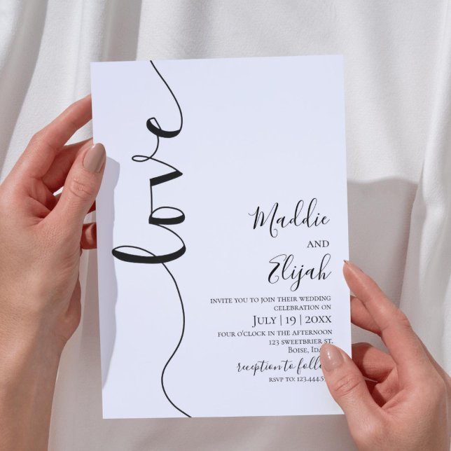 Wedding, Black & White Simple, Typography, Script, Inbjudningar (Skapare uppladdad)