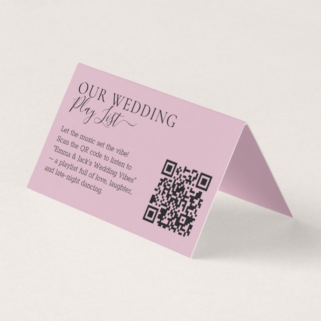 Wedding Blush Pink QR Code Playlist Kort (Framsida)