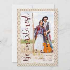 Wedding Bohemian Tribal Textile Texture Background Inbjudningar