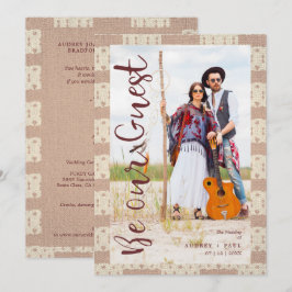 Wedding Bohemian Tribal Textile Texture Background Inbjudningar
