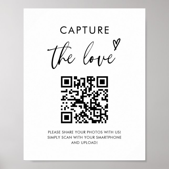 Wedding Capture The Love Photo Share QR Code Sign Poster (Framsidan)