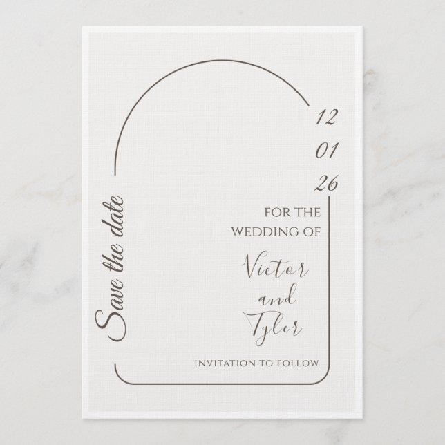 Wedding Card – Modern Minimal Save The Date Arch  Inbjudningar (Framsida)