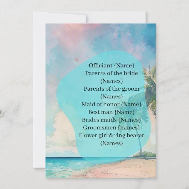 Wedding Ceremony Program Procession Beach Design (Framsida)