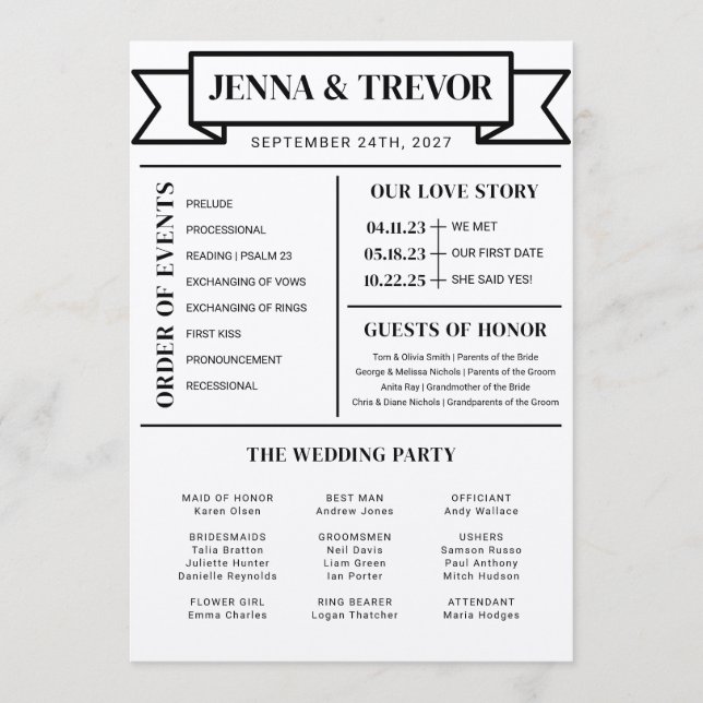 Wedding Ceremony Program With Icons Minimalist (Framsida)