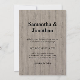 Wedding Classic Rustic Wood Plank Style Inbjudningar