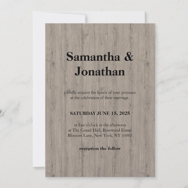 Wedding Classic Rustic Wood Plank Style Inbjudningar (Framsida)