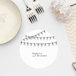 Wedding Coaster with String Lights Underlägg Papper Rund