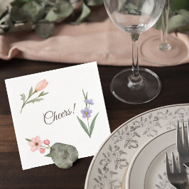 Wedding Cocktail Napkin with Botanical Design Pappersservett