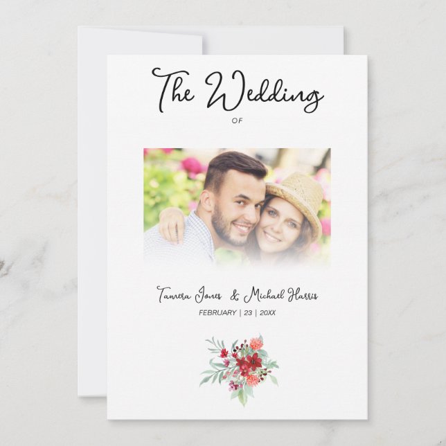 Wedding Colorful Red Shades Flowers Bouquet Inbjudningar (Framsida)