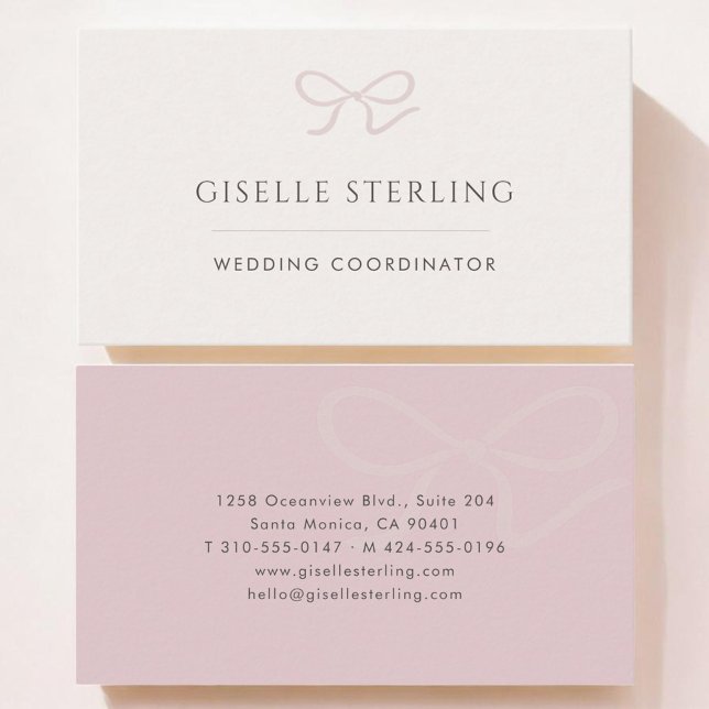 Wedding Coordinator Pink Bow Visitkort (Skapare uppladdad)